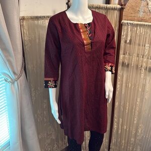 India Boutique Maroon and Black Tunic Top
